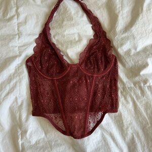 Urban Outfitters Burgundy Lace Crop Top